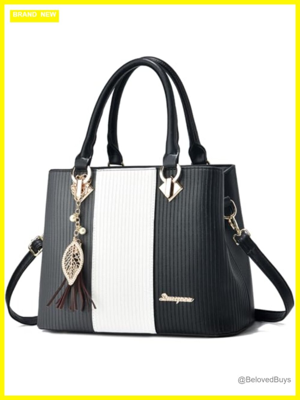 PU Leather Women's Satchel Bag Tote Shoulder Handbag with Zipper & Gold Hardware